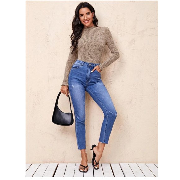 SHEIN | Unity Lettuce Trim Rib-knit Bodysuit (Size S) - Picture 3 of 7